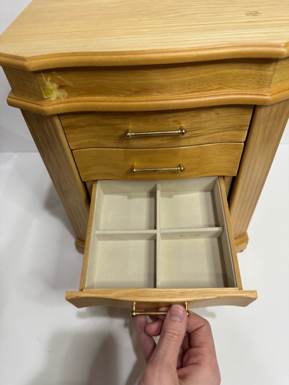 Vintage Standing Oak Wood Jewelry Box Armoire - Picture 11 of 13